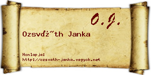 Ozsváth Janka névjegykártya
